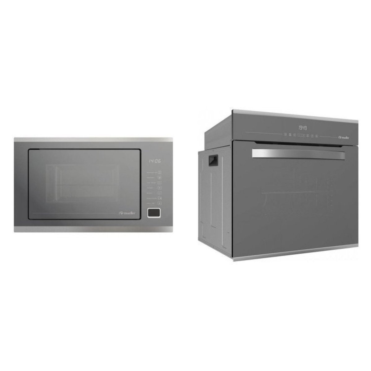 Conjunto Micro-ondas De Embutir 25l E Forno Elétrico Digital De Embutir 68l Mueller Espelhado