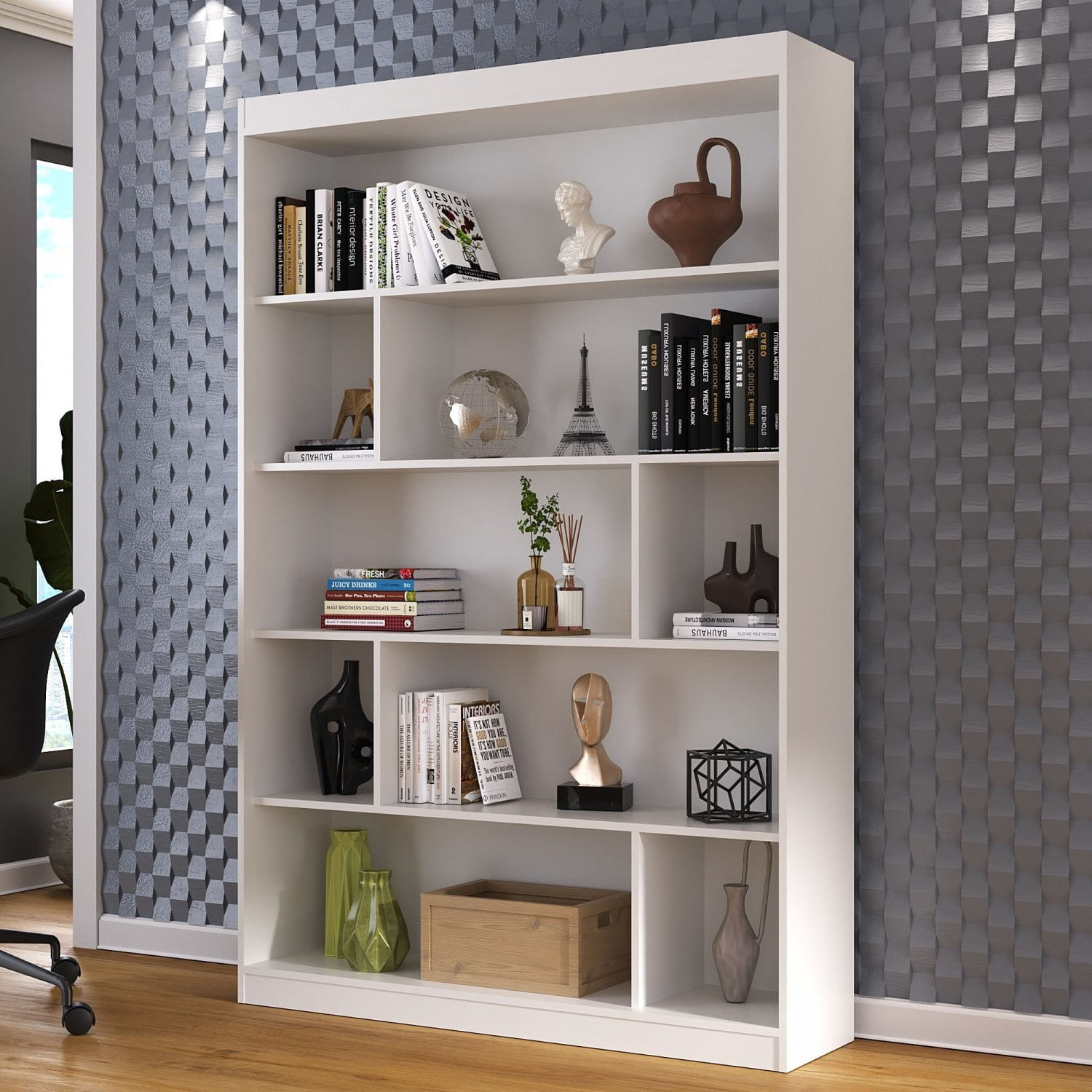 Estante Para Livros 4 Prateleiras 181cmx120cm Home Office Espresso Móveis Branco Tx/branco Tx