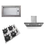 Forno Decorato 44 Litros Cooktop 4 Bocas Aluminio Escovado Mcg4bk Mais Coifa Parede Plana 90cm Inox