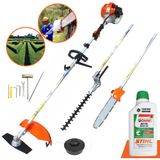 Máquina De Cortar Grama Á Gasolina Lateral Vulcan Vrm330 33cc Roçadeira Multifuncional 4 Em 1 + Óleo Stihl 2t 500ml