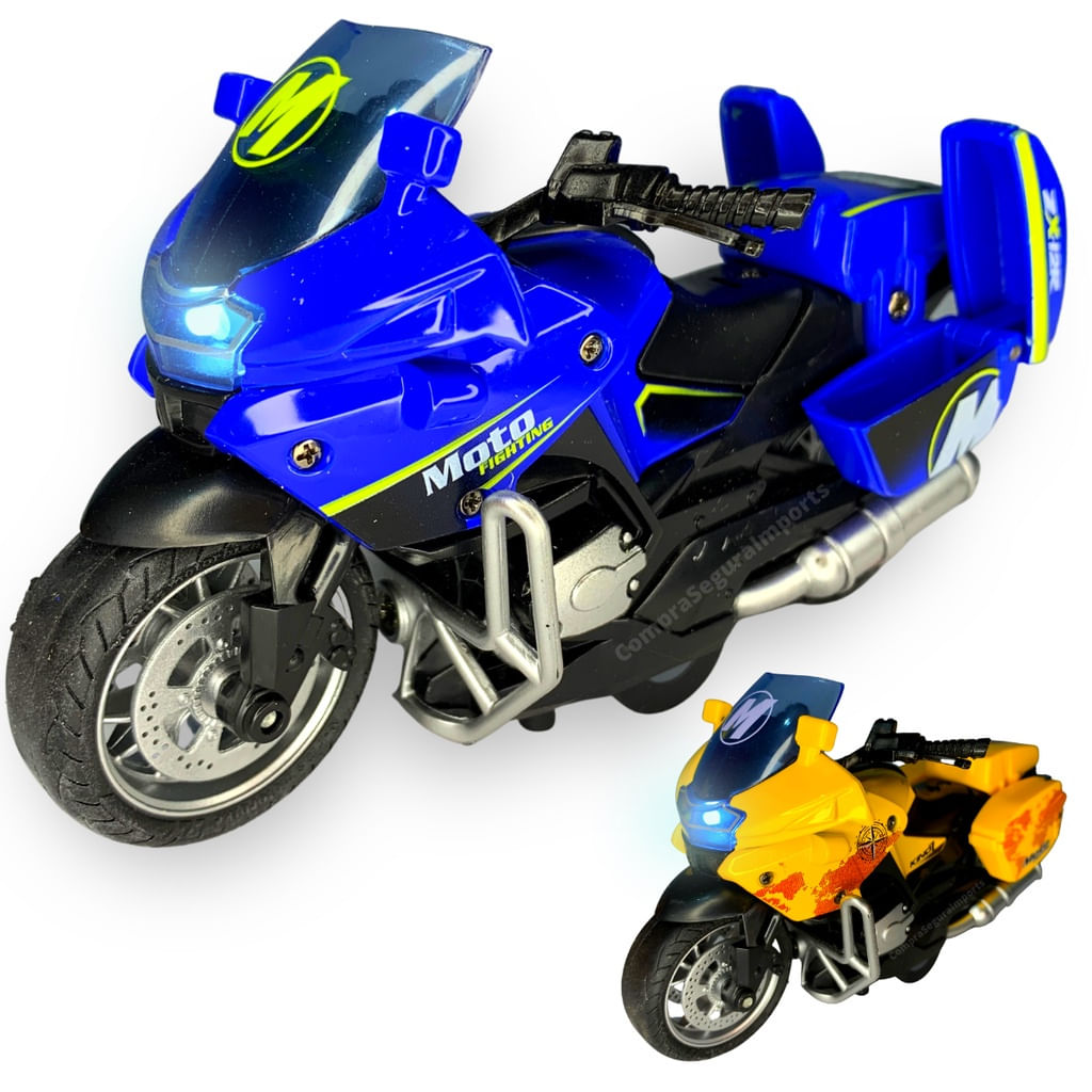 Miniatura Moto Com Bagageiro Som E Acende Farol