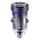 Carregador Veicular Usams Porta Usb A/c Máx. 45w Púrpura