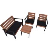 Conjunto Para Jardim Com 1 Sofá 2 Poltronas 1 Mesa De Centro Madeira Maciça Cairo Black Madeira