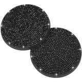 2 Pack Car Cup Holder Coaster, 2.75inch Bling Fashion Anti-slip Universal Auto Cup Holders Coasters Insert Crystal Rhinestone Car Interior A