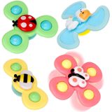 Ventosa Copa Spinner Brinquedo, 4pcs Random Windmill Cartoon Animal Hand Spinning Toys Com Ventosas, Brinquedos Sensoriais Para Crianças Adu