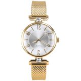 Relogio Dourado Feminino Aço Inox Caixa Silicone Banhado Strass Social Casual Moda