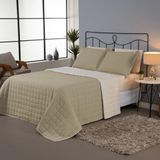 Cobertor Cobre Leito Casal Com Sherpa Dupla Face Kit 03 Peças - Cáqui