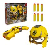 Kit Pistola Lançadora Dardos Com Máscara - Amarelo