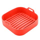 Forma Quadrada De Silicone Para Air Fryer Vermelha 20cm