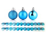 Kit 30 Bolas Natal Mista Glitter, Fosca, Lisa Azul Turquesa Mini 3cm - Master Christmas