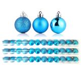 Kit 45 Bolas Natal Mista Glitter, Fosca, Lisa Azul Turquesa Mini 3cm - Master Christmas