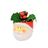 Mini Vaso Decorativo Cerâmica Natal Rosto Papai Noel Folhagens E Berries 9cm - Master Christmas