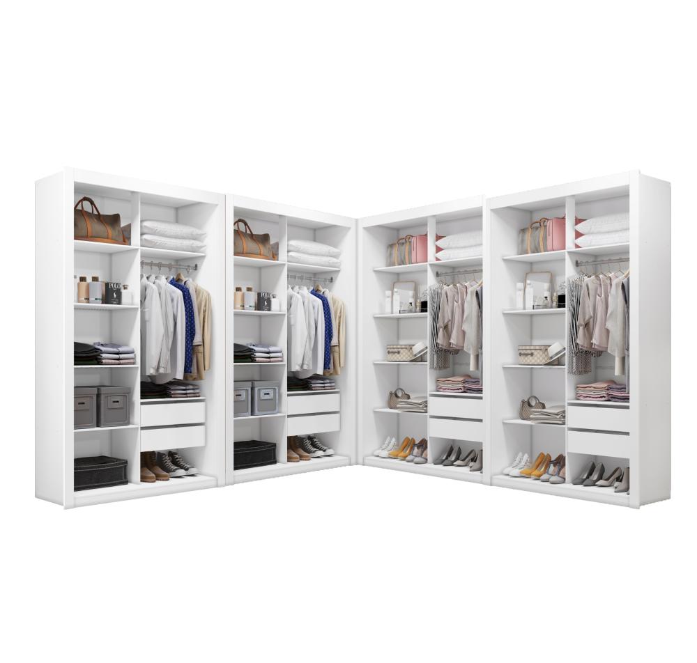 Closet Modulado 8 Gavetas 12 Prateleiras Branco Amoudi Móveis