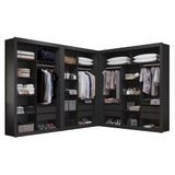 Closet Modulado 8 Gavetas 15 Prateleiras Preto Amoudi Móveis