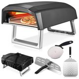 Forno De Pizza A Gás Portátil Com Casca De Pizza, Pedra, Cortador E Bolsa Para Transporte, Chef, Preto