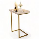 Mesa De Apoio Sofá Jb 4774 Pérola E Dourado Bechara