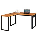 Mesa Escritório Em L Estilo Industrial F22 Freijó-preto Fosco - Pradel