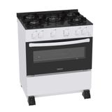 Fogão A Gás 5 Bocas Picasso Line Branco Automático Mesa De Vidro - Venax