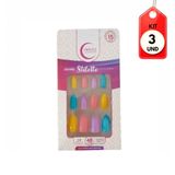 Kit C/03 Fhaces U4061 Unhas Postiças Stilleto Multi Esperança C/48