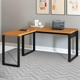 Mesa Escritório Em L Estilo Industrial F22 Freijó-preto Fosco - Pradel