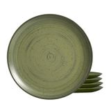 Jogo De Pratos Sobremesa Cerâmica Kit 4 Peças 20cm Kya Olive
