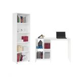 Conjunto Para Escritório Com Mesa 4 Nichos E Estante Branco Artely Branco