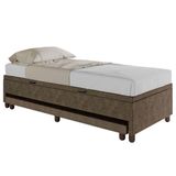 Bicama Box Baú Solteiro 88x188 Cm Samy S05 Veludo Marrom - Mpozenato