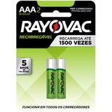 Pilha Recarregável Rayovac Aaa Palito 600mah Cartela C/ 2 Pilhas