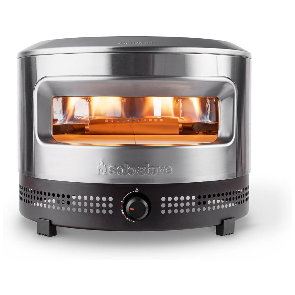 Forno De Pizza A Gás Portátil Pi Prime Com Aquecimento Potente Em Aço Inoxidável E Pedra De Pizza, Solo Stove, Preto