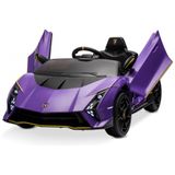 Carro Elétrico Infantil A Bateria Com 4 Motores, Controle Remoto, Bluetooth E Suspensão De Mola, 12v, Kidzone Lamborghini, Roxo