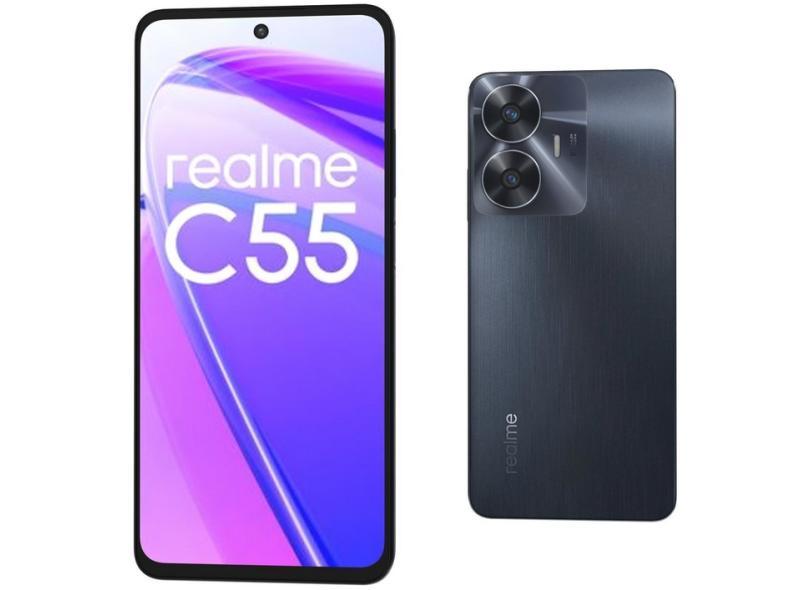 Smartphone Realme C55 8gb Ram + 256gb Cam 64mp Tela 6.72 Carregador 33w - Preto