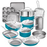 Conjunto De Panelas Antiaderente Revestida De Ceramica E Utensilios, Pecas, Gotham Steel 20 Piece All In One Kitchen, Azul