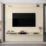 Painel Ripado Para Tv Até 75 Polegadas Intense Com Nicho 229cm Cor:off White Off White