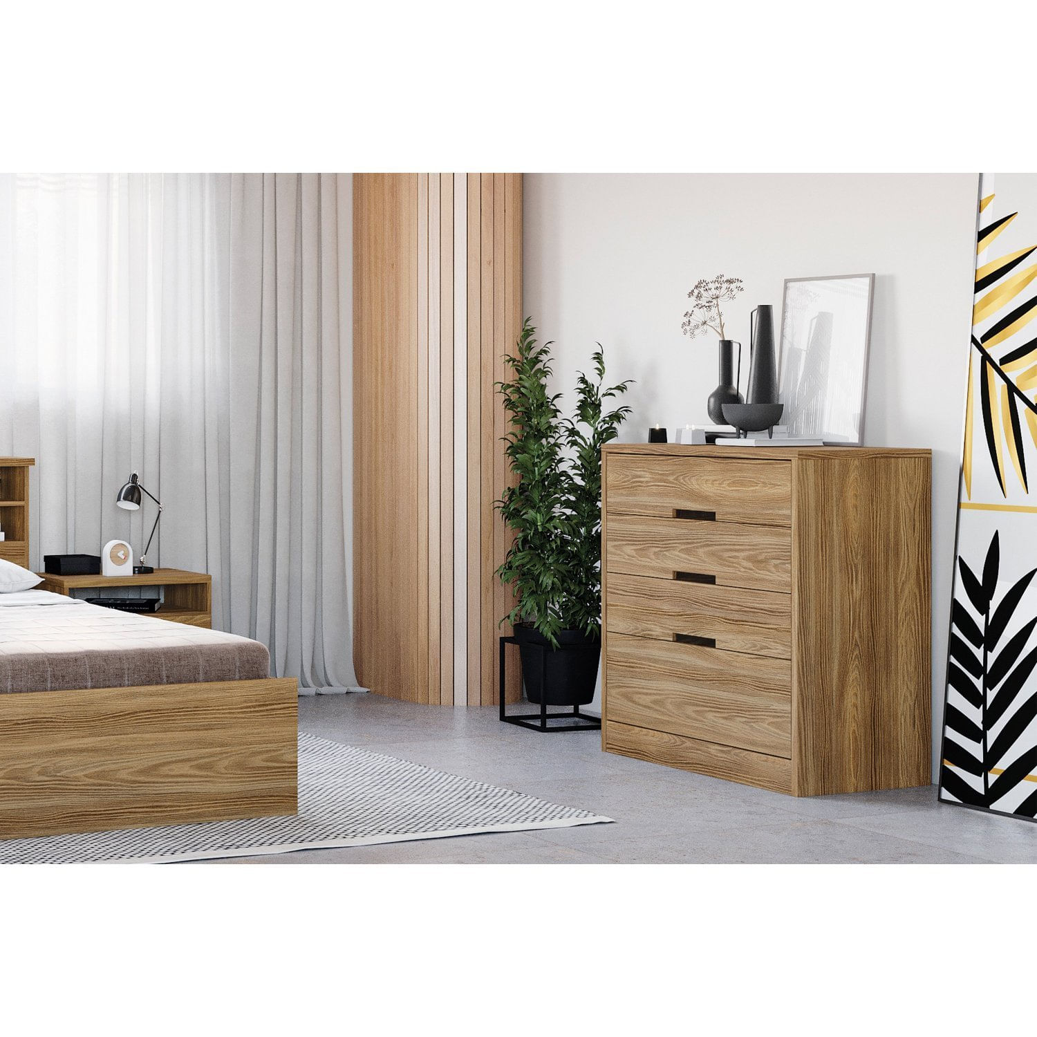 Cômoda Com 4 Gavetas S824 Gold Nogueira