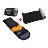 Saco De Dormir Viper + Isolante Térmico - Preto E Laranja