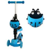 Patinete Infantil Azul 03 Rodas Joaninha 2 Em 1 Com Led