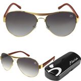 Oculos Sol Masculino Aço Inox Banhado Ouro Aviador + Case Casual Social Original Presente