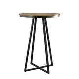 Mesa Bistro Redonda 70 Cm Estrutura Aço Carbono Base Preta Vegas Nozes