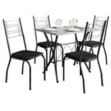 Mesa de Jantar Bruna 100x60 cm com Granito Ocre Itabira com 4 Cadeiras 063 Preto - Artefamol
