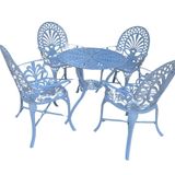 Conjunto De Jardim Modelo Palmeirão Mesa E 4 Cadeiras Branco