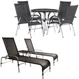 4 Cadeiras E Mesa, 2 Espreguiçadeiras E Mesa Trama Original Preto