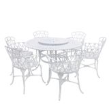 Mesa Giratória De Jardim Com Cadeiras De Alumínio Fundido Viena Branco