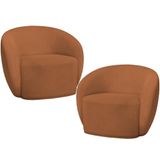 Kit 02 Poltronas Decorativas Para Sala De Estar Living Gliese K01 Bouclê Mostarda