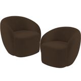 Kit 02 Poltronas Decorativas Para Sala De Estar Living Gliese K01 Veludo Marrom