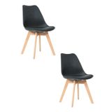 Kit 2 Cadeiras Para Sala De Jantar Saarinen Wood Espresso Móveis Preto