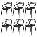Kit 6 Cadeiras Para Sala De Jantar Allegra Empilháveis Pretas Preta