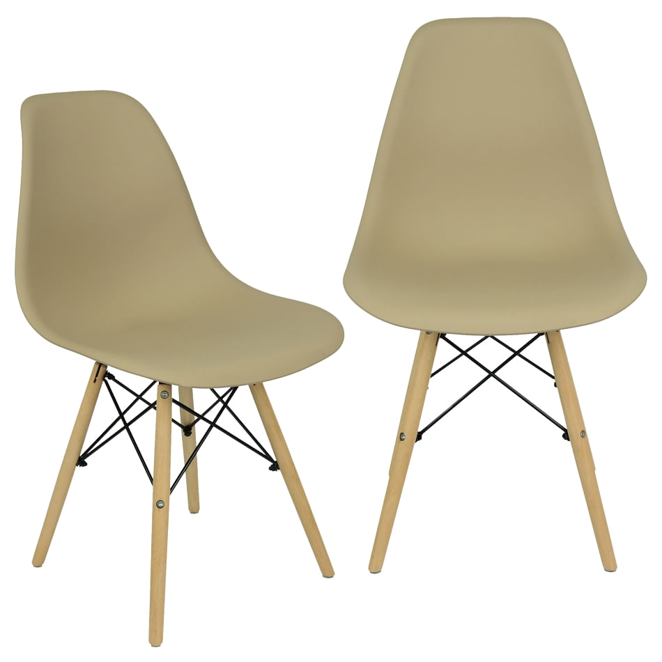 Kit 2 Cadeiras Charles Eames Eiffel Wood Design