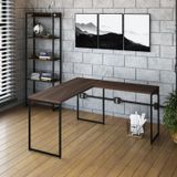 Escrivaninha L Estilo Industrial 150x140cm Dynamica Yescasa Nogal / Preto