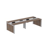 Mesa De Plataforma Dupla Para 4 Pessoas Corporativa 120x140/4p Walnut/cinza