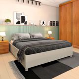 Base Para Cama Box Queen Mônaco Off White Com 2 Mesas De Cabeceira Veronna 3 Gv Cinamomo